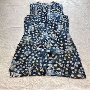 Cabi Avery Tunic Blue Feather Print Size XS